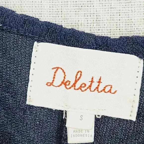 Anthropologie Deletta High Low Scoop neck Textured Keyhole Knit Top S 3537C - Picture 4 of 6